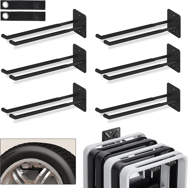 Nacial 6 Pack Garage Storage System Hooks, Heavy Duty Wall Mount Tool Organizer, Chair Hanger Garage Storage Utility Hooks for Car Tires, Ladders, Chairs, Strollers, Power Tools, Garden Tools - 6 PACK - Image 1